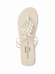 Women's Embellished Flip Flop Sandals – Boho Disc Decor Flat Thong Sandals for Summer