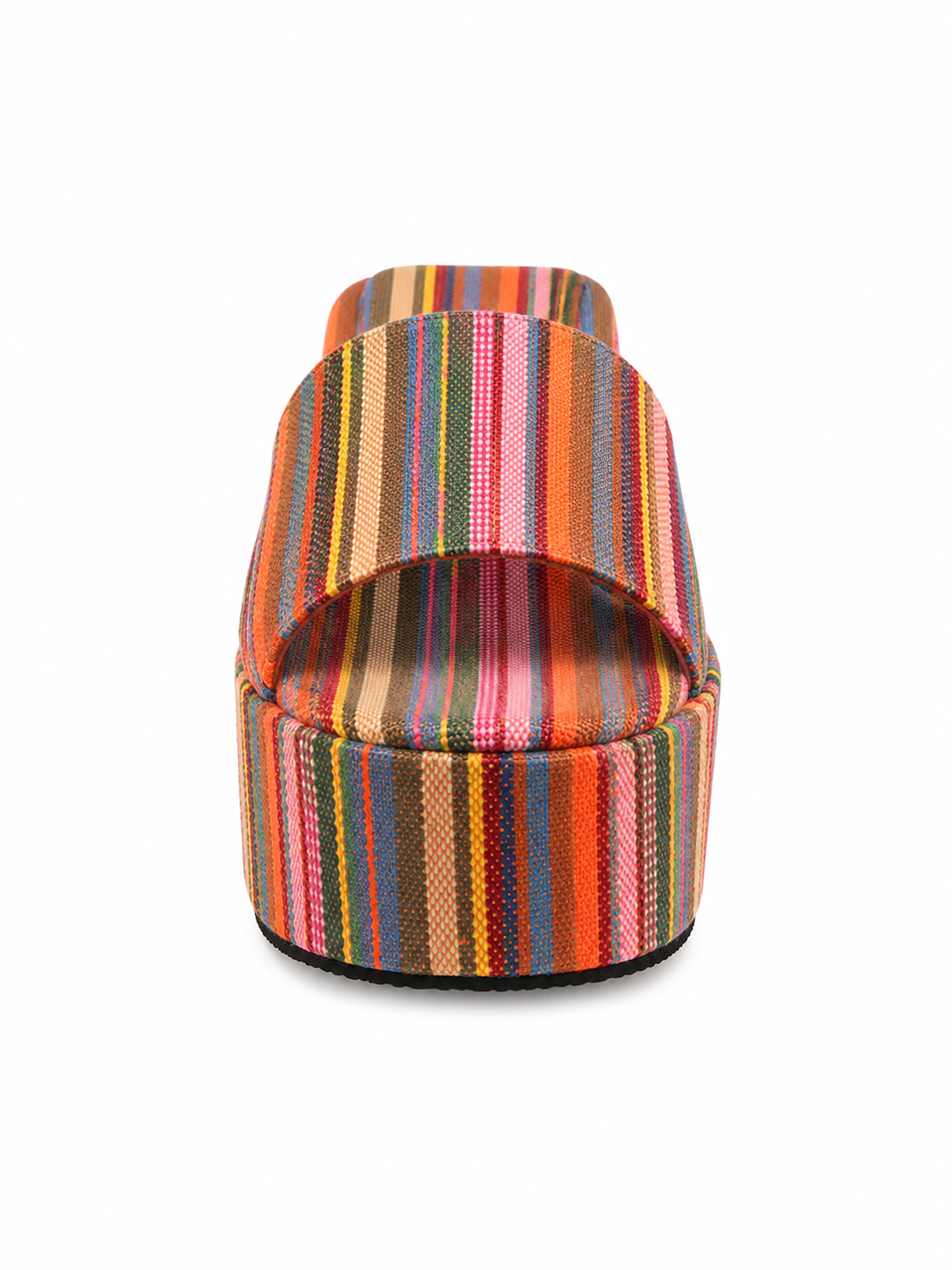 Boho Platform Wedge Slides for Women – Retro Striped Espadrille Slip On Sandals with Thick Sole