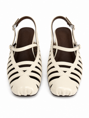 Vintage-Inspired Cutout Slingback Flats – Elegant Summer Comfort Shoes