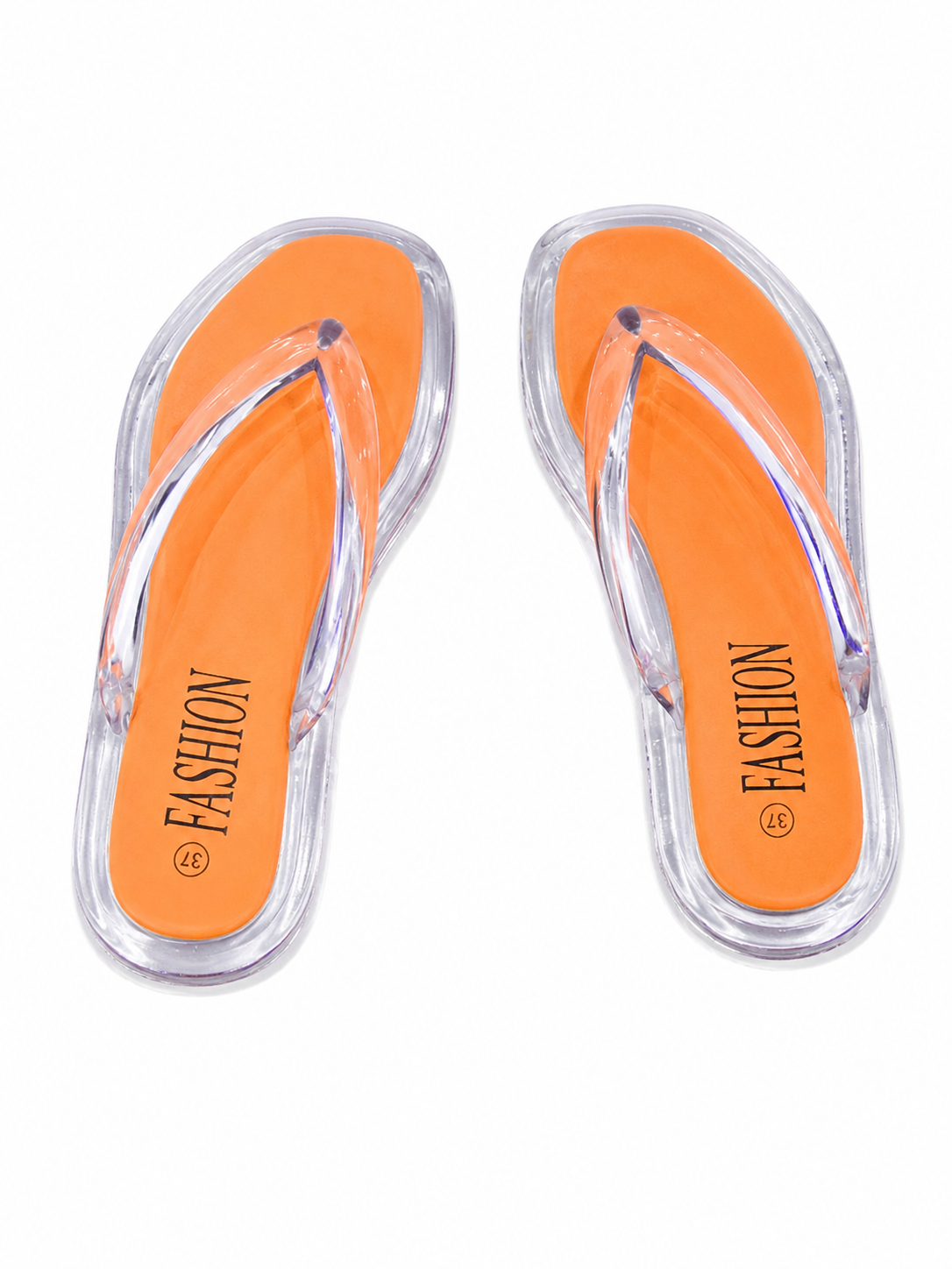 Women’s Jelly Flip Flops – Minimalist Clear Thong Sandals with Transparent Flat Sole