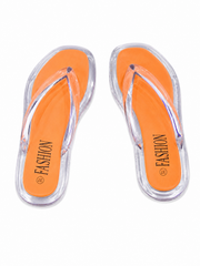 Women’s Jelly Flip Flops – Minimalist Clear Thong Sandals with Transparent Flat Sole