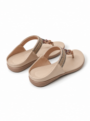Boho Beaded Thong Wedge Sandals for Women – Comfort Orthopedic Flip Flop Summer Sandals