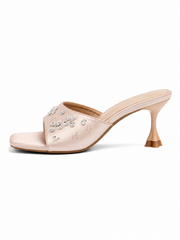 Women’s Rhinestone Kitten Heel Slide Sandals – Elegant Open Toe Mule Heels for Party & Wedding
