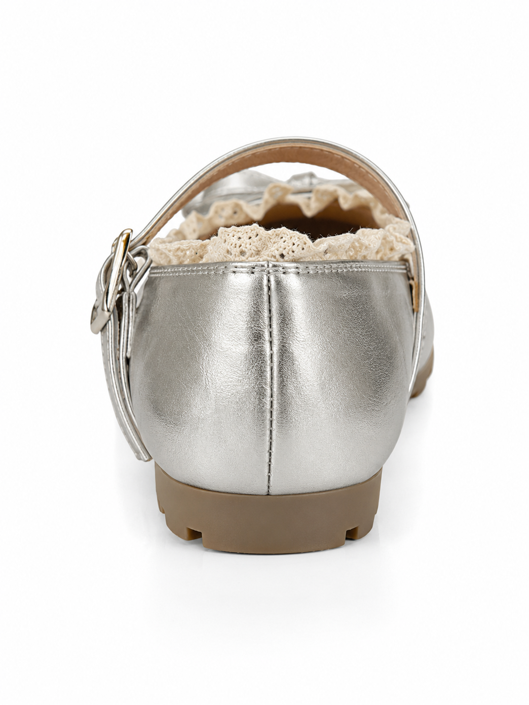 Women’s Lace Trim Mary Jane Flats – Vintage Ballet Shoes with Bow Detail & Adjustable Strap
