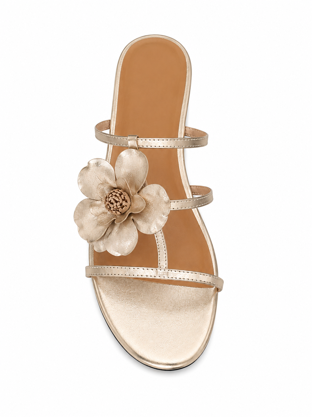 Retro Slide Sandals With Oversized Flower Detail