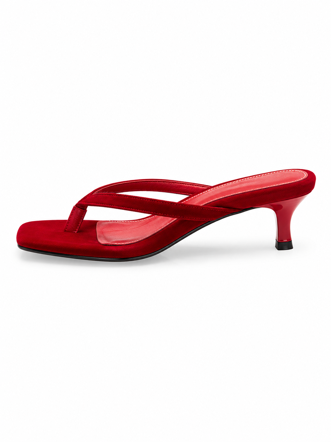 Women's Kitten Heel Thong Sandals – Elegant Square Toe Mule Heels for Summer