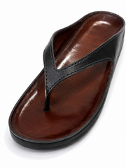 Minimal Leather Thong Slide Sandals – Retro Flat Flip Flop Sandals for Women