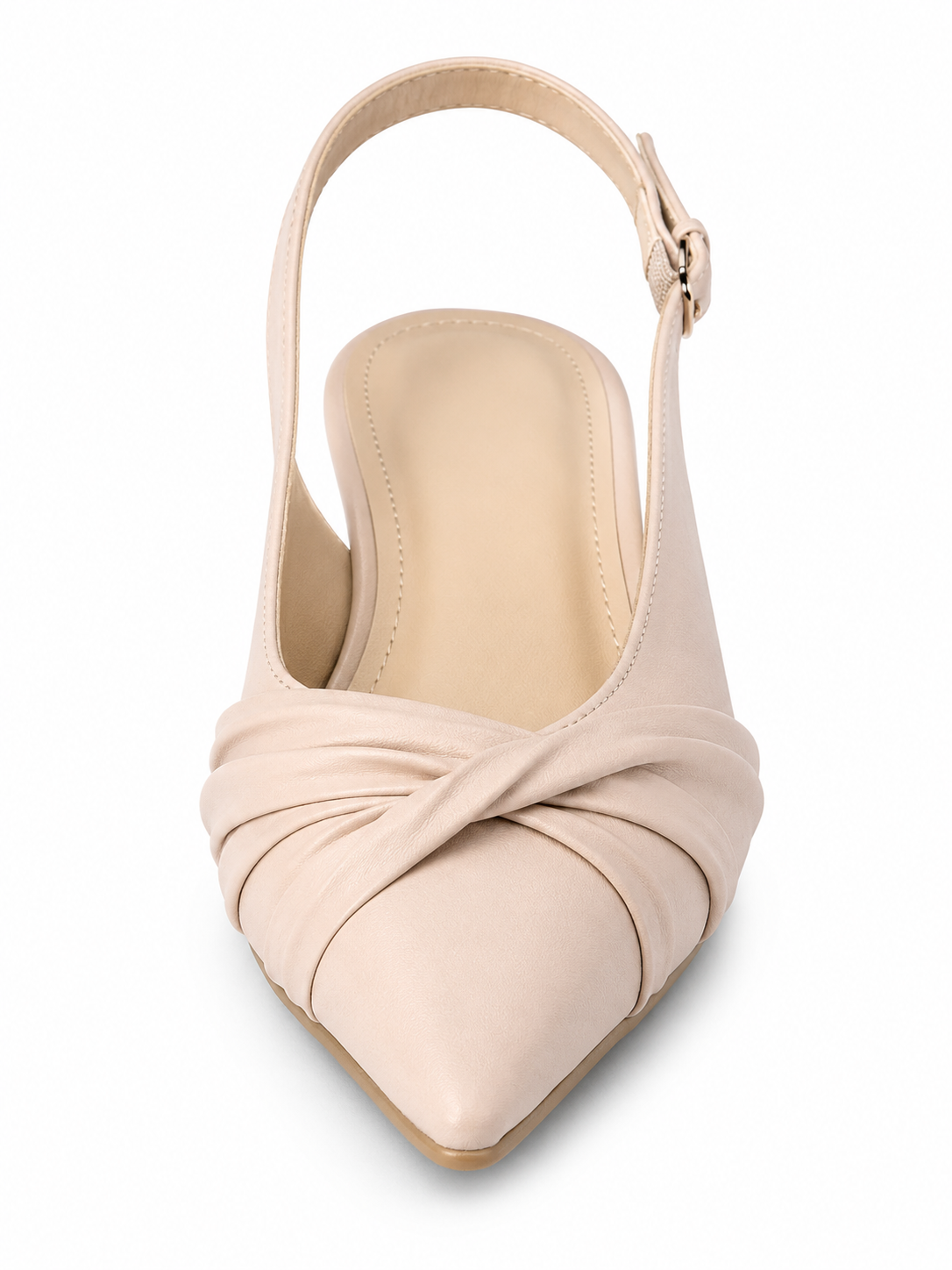 Women’s Pointed Toe Slingback Kitten Heels – Elegant Knot Detail Dress Pumps