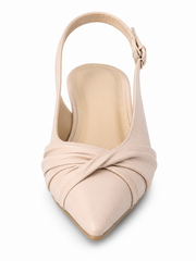 Women’s Pointed Toe Slingback Kitten Heels – Elegant Knot Detail Dress Pumps