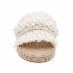 Ivory Fringe Handwoven Slide Sandals