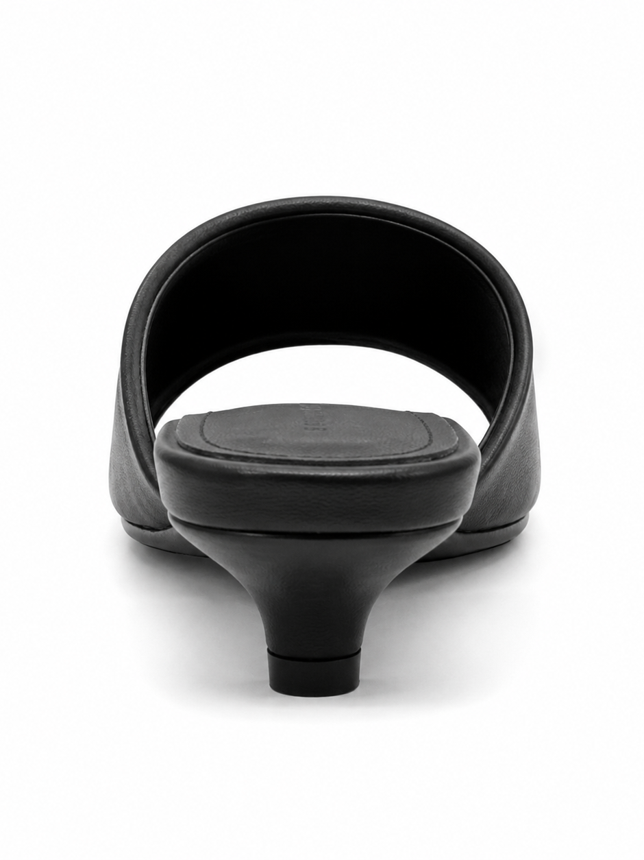 Noir Minimal Kitten Heel Slide
