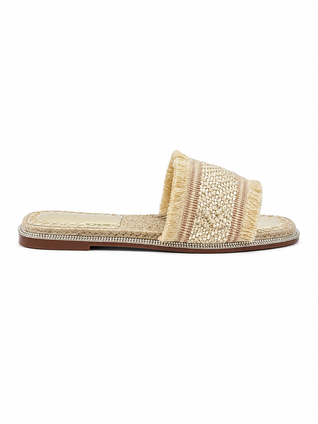 Riviera Fringe Raffia Slides