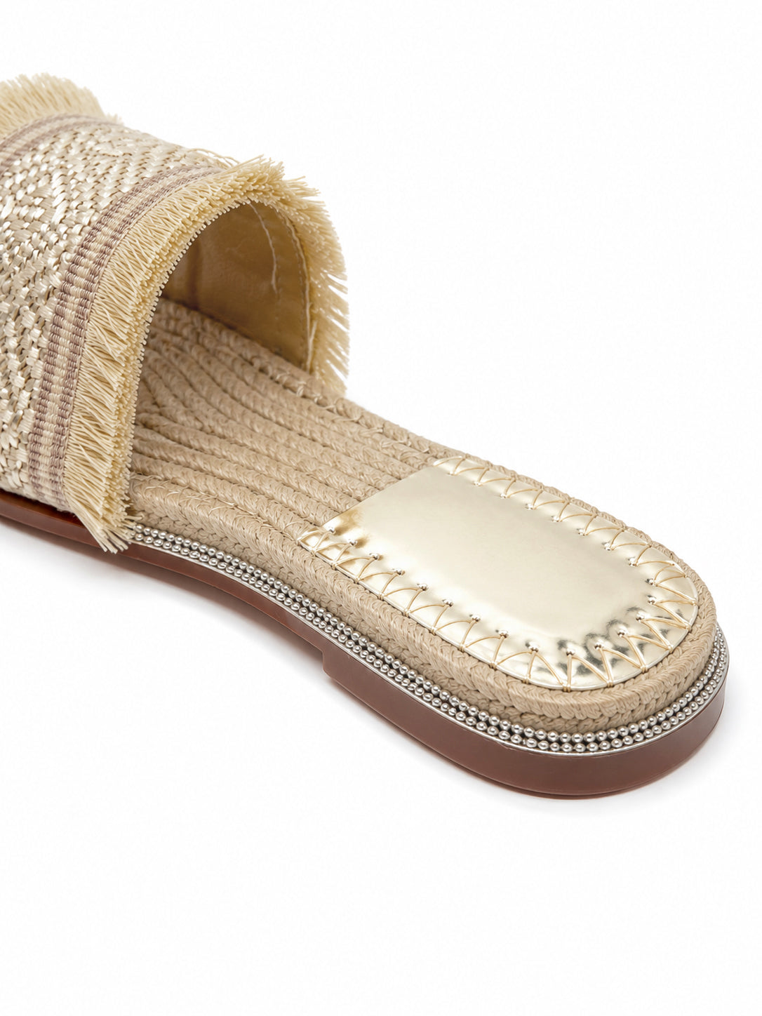 Riviera Fringe Raffia Slides