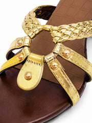 Golden Braided Heel Sandals