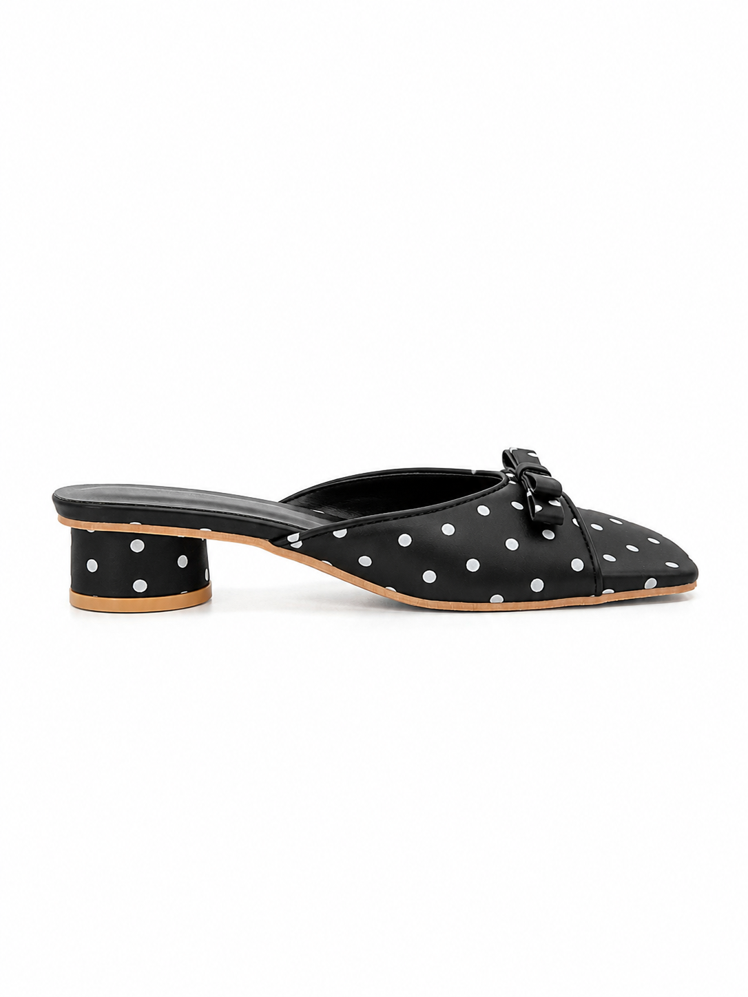 Polka Dot Drama Mule Heels
