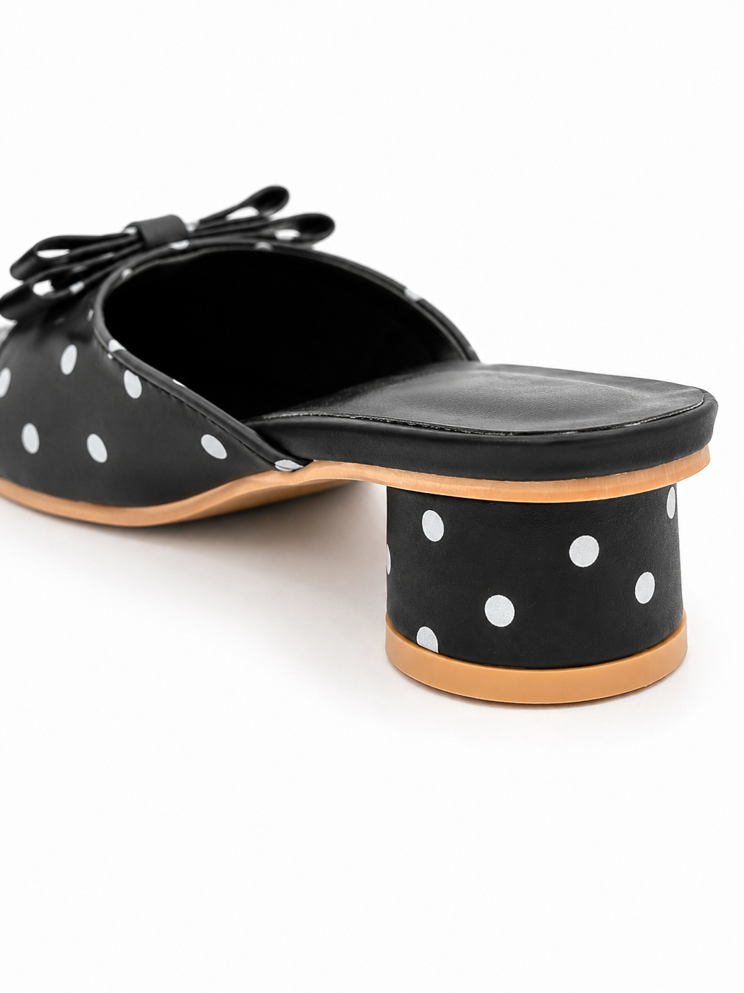 Polka Dot Drama Mule Heels