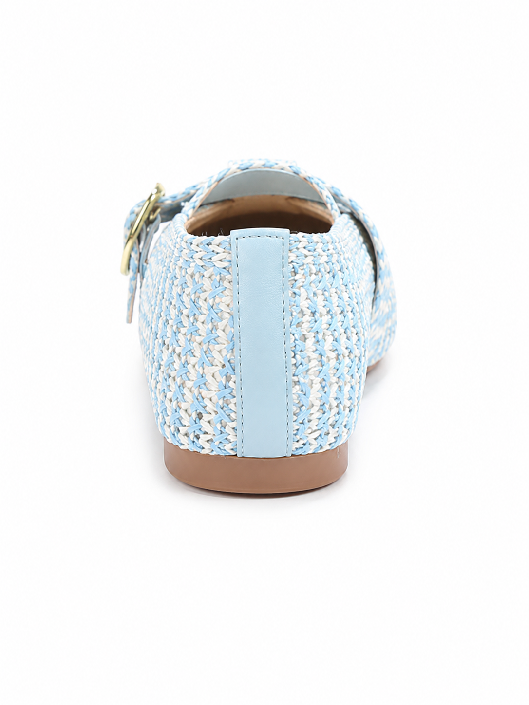 Women’s Woven Mary Jane Flats – Breathable Raffia Knit Ballet Shoes with Buckle Strap
