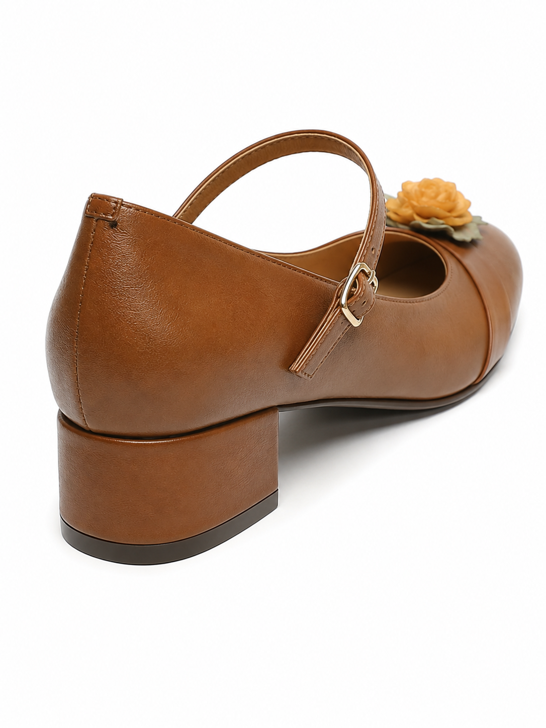 Vintage Floral Mary Jane Pumps for Women – Retro Block Heel Ballet Shoes with Adjustable Strap