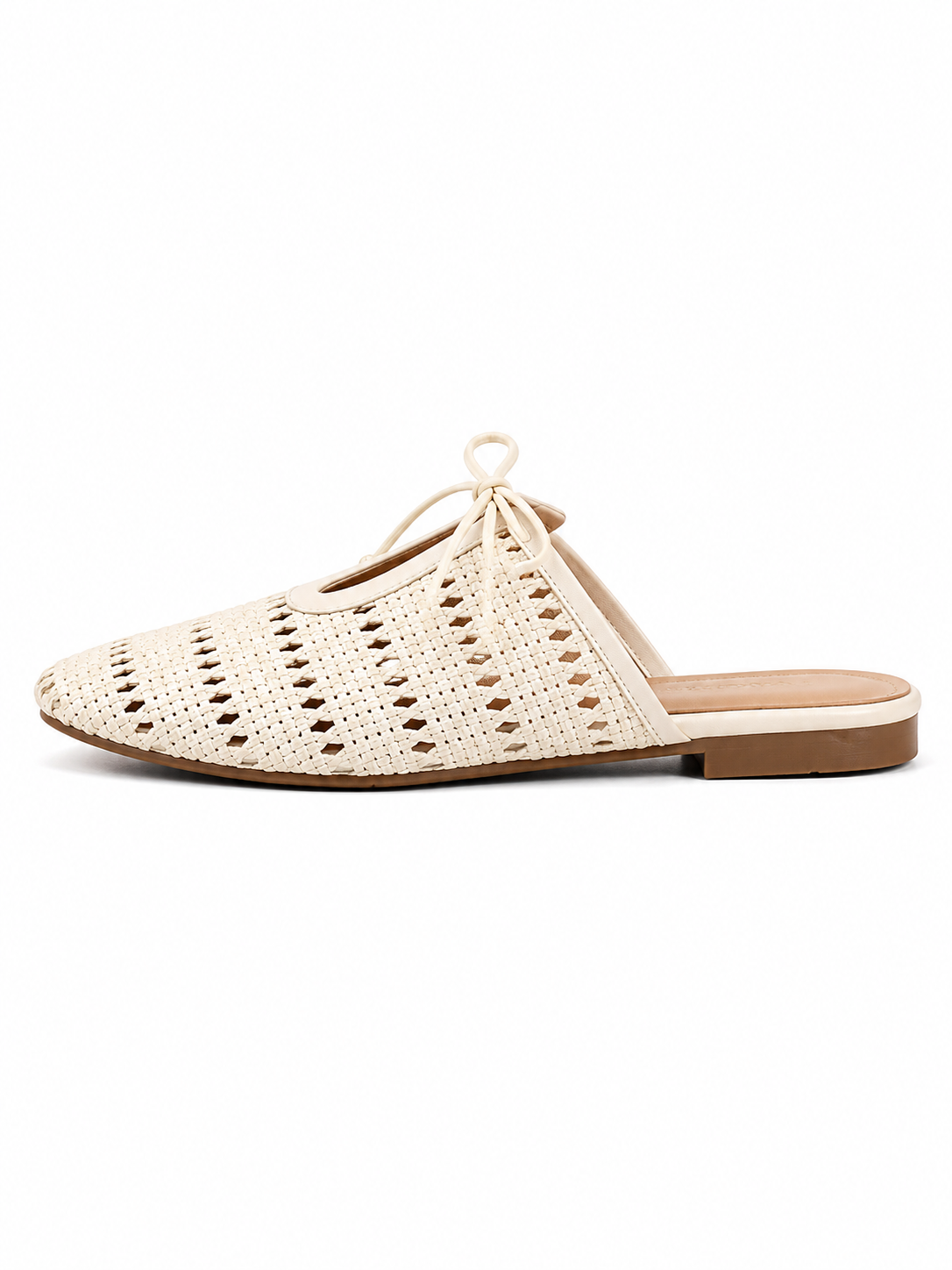 Woven Lace-Up Mule Flats – Breathable Summer Slip-On Sandals for Women