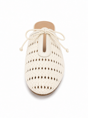 Woven Lace-Up Mule Flats – Breathable Summer Slip-On Sandals for Women