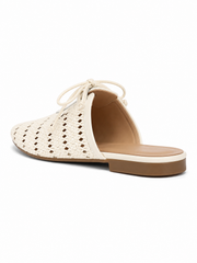 Woven Lace-Up Mule Flats – Breathable Summer Slip-On Sandals for Women