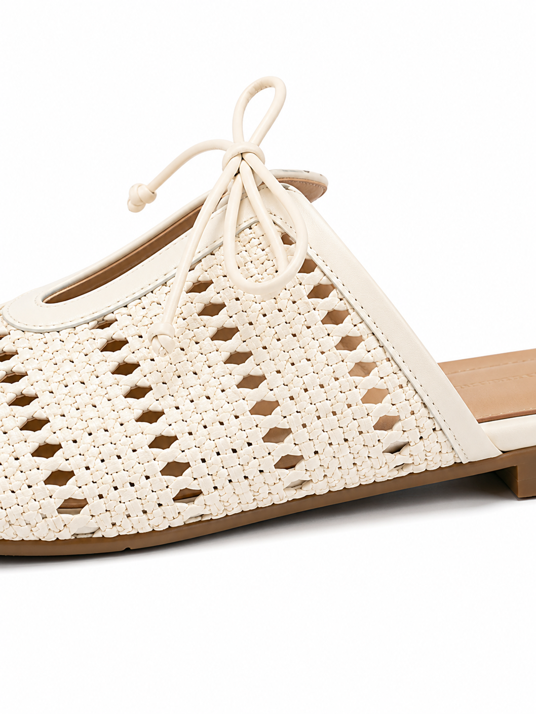 Woven Lace-Up Mule Flats – Breathable Summer Slip-On Sandals for Women