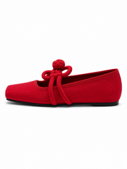 Chinese Knot Ballet Flats – Square Toe Mary Jane Slip On Shoes