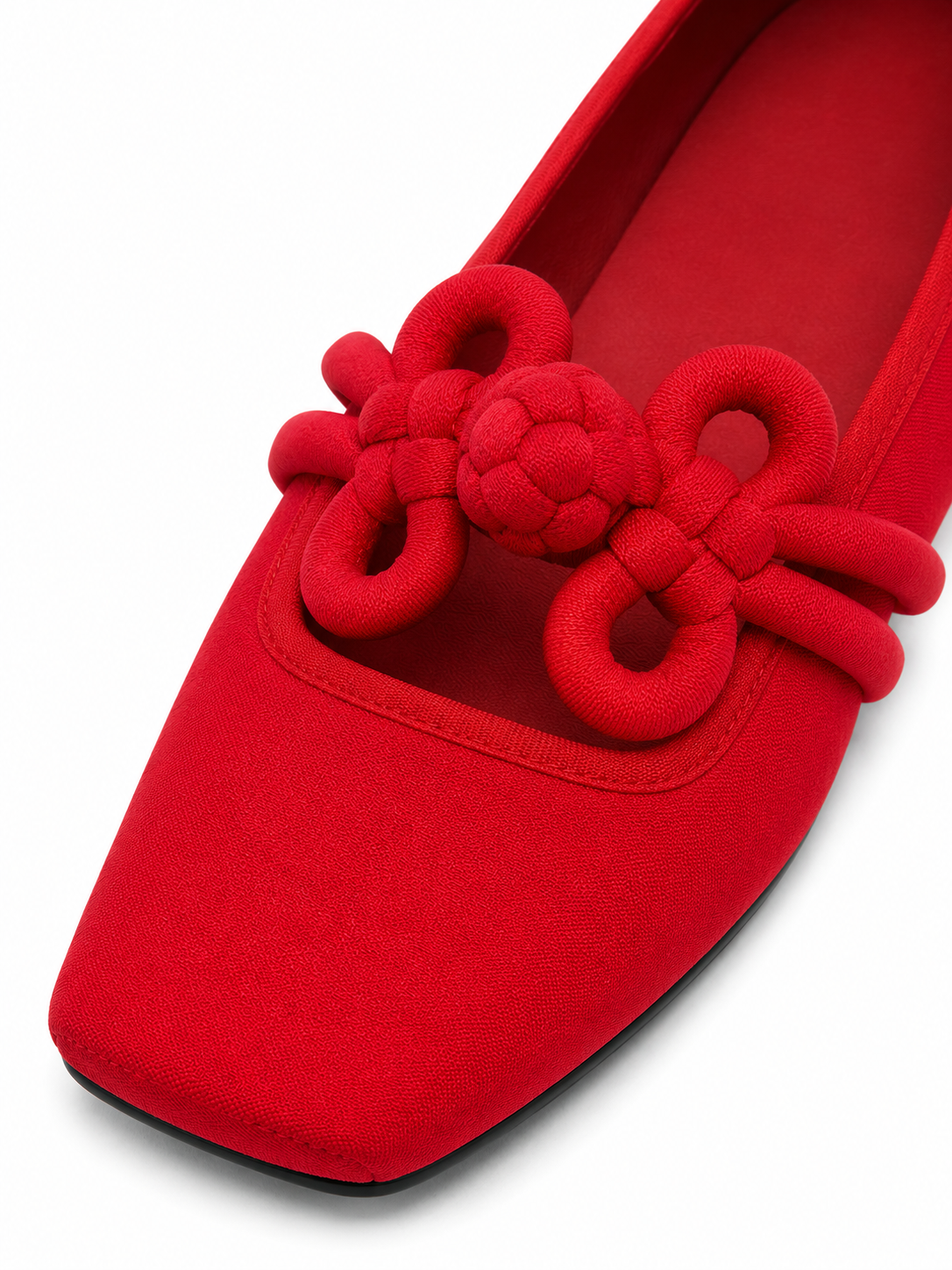 Chinese Knot Ballet Flats – Square Toe Mary Jane Slip On Shoes
