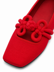 Chinese Knot Ballet Flats – Square Toe Mary Jane Slip On Shoes