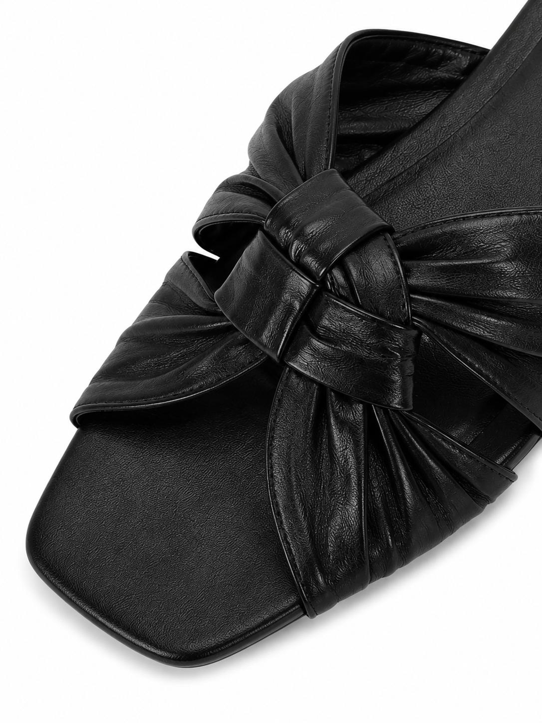 Woven Knot Leather Slide Sandals – Minimalist Square Toe Flat Mule Slippers