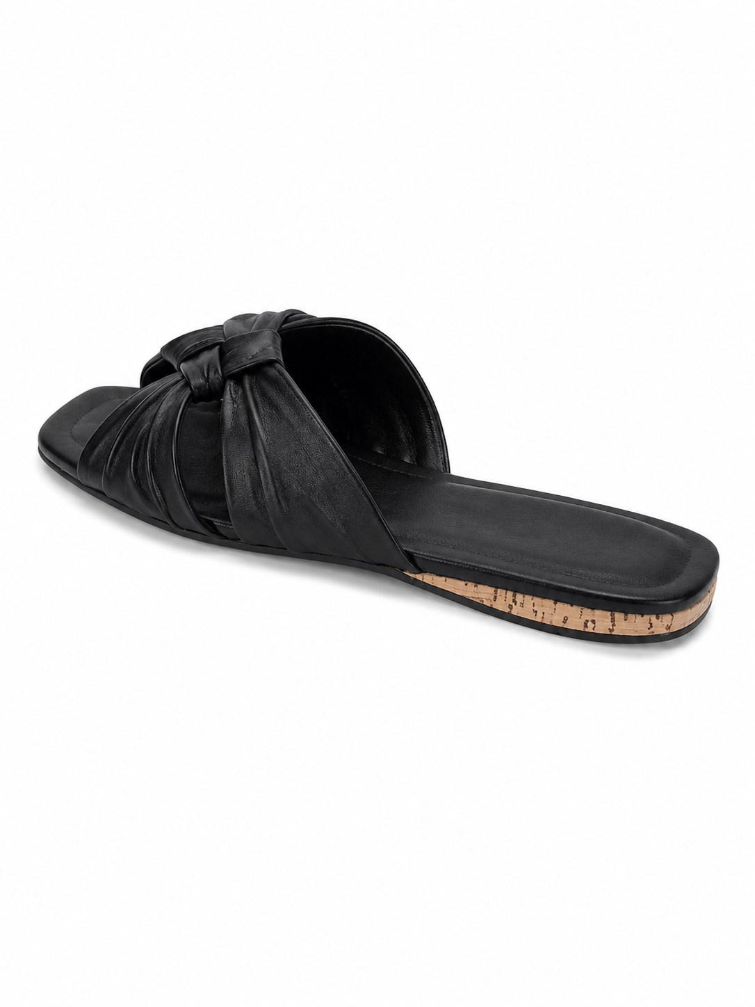 Woven Knot Leather Slide Sandals – Minimalist Square Toe Flat Mule Slippers