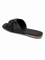 Woven Knot Leather Slide Sandals – Minimalist Square Toe Flat Mule Slippers