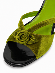 Vintage Satin Rose Cap Toe Mule Flats for Women – French Style Slip On Dress Shoes