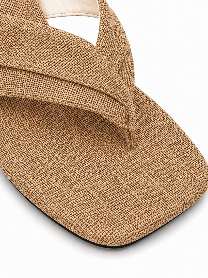 Women’s Wedge Thong Sandals – Square Toe Crisscross Slide Sandals