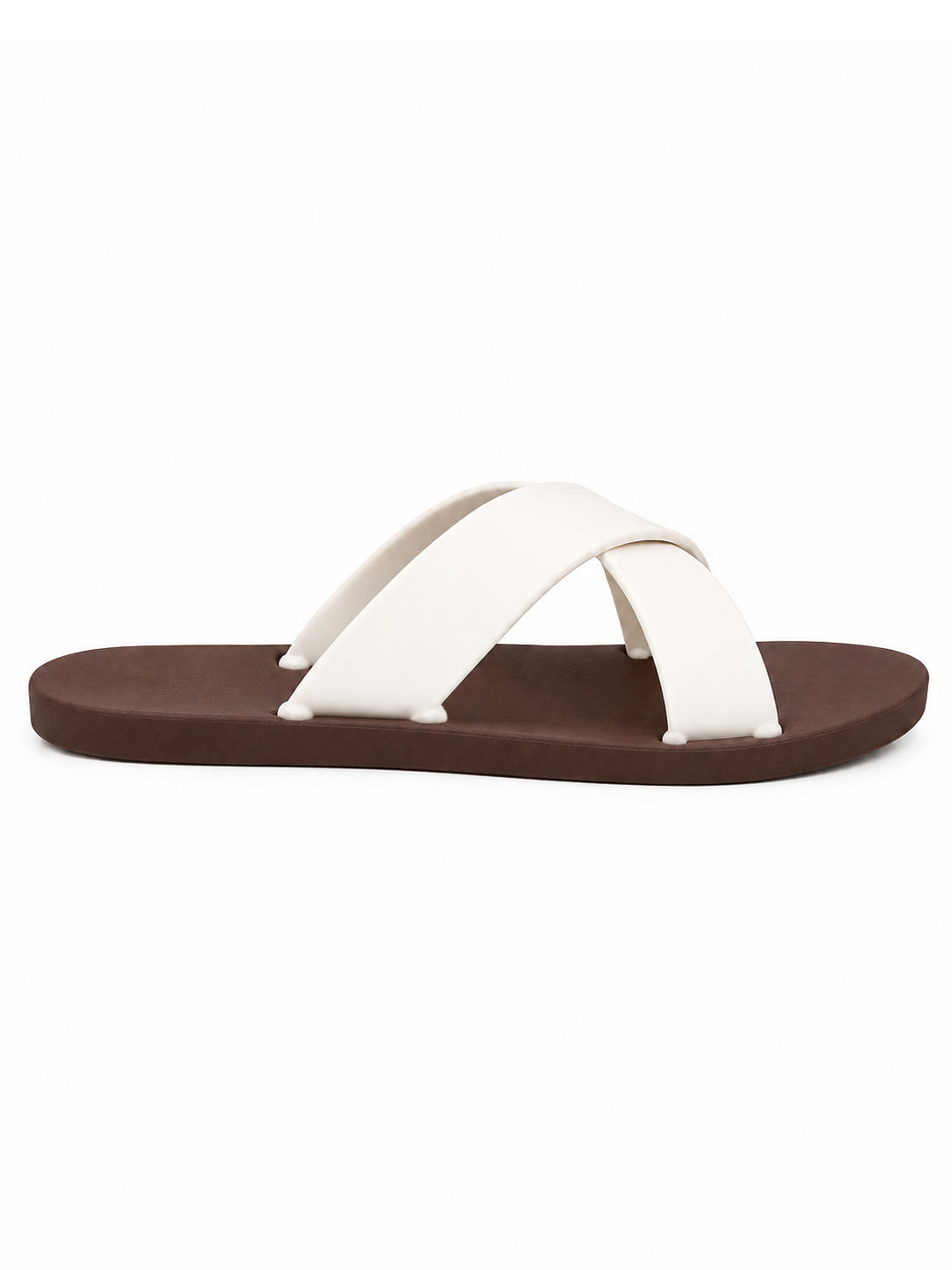 Women’s Criss Cross Rubber Slide Sandals – 100% Solid Rubber Flat Slides