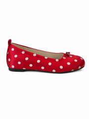Polka Dot Ballet Flats for Women with Pig Nose Buckle – Retro Round Toe Slip-On Shoes