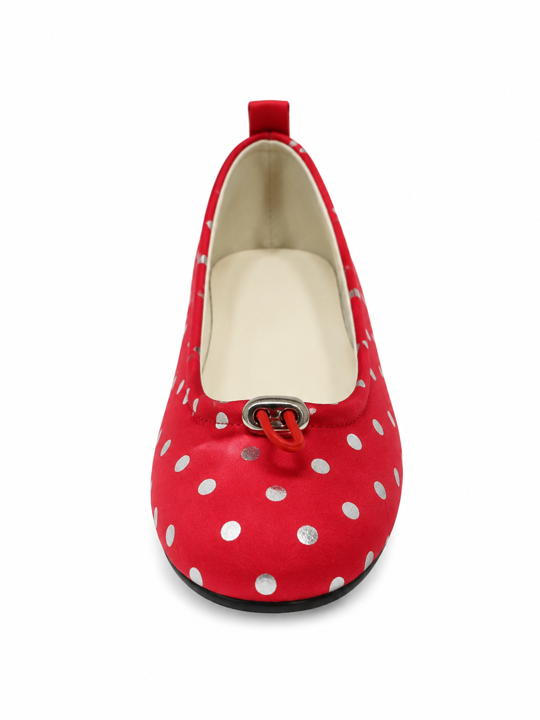 Polka Dot Ballet Flats for Women with Pig Nose Buckle – Retro Round Toe Slip-On Shoes