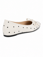 Polka Dot Ballet Flats – Comfortable Slip-On Round Toe Women’s Shoes with Bow Detail