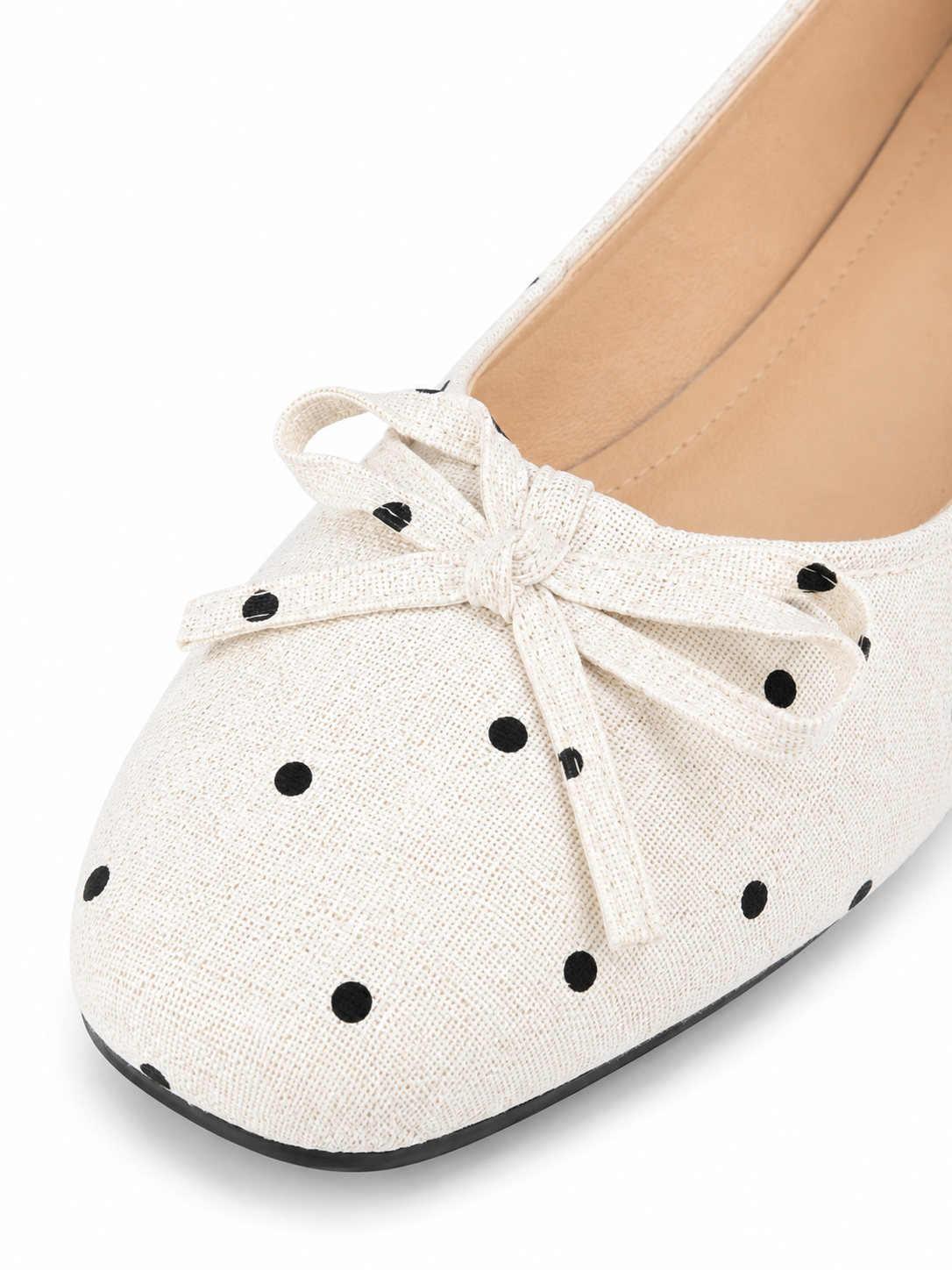 Polka Dot Ballet Flats – Comfortable Slip-On Round Toe Women’s Shoes with Bow Detail