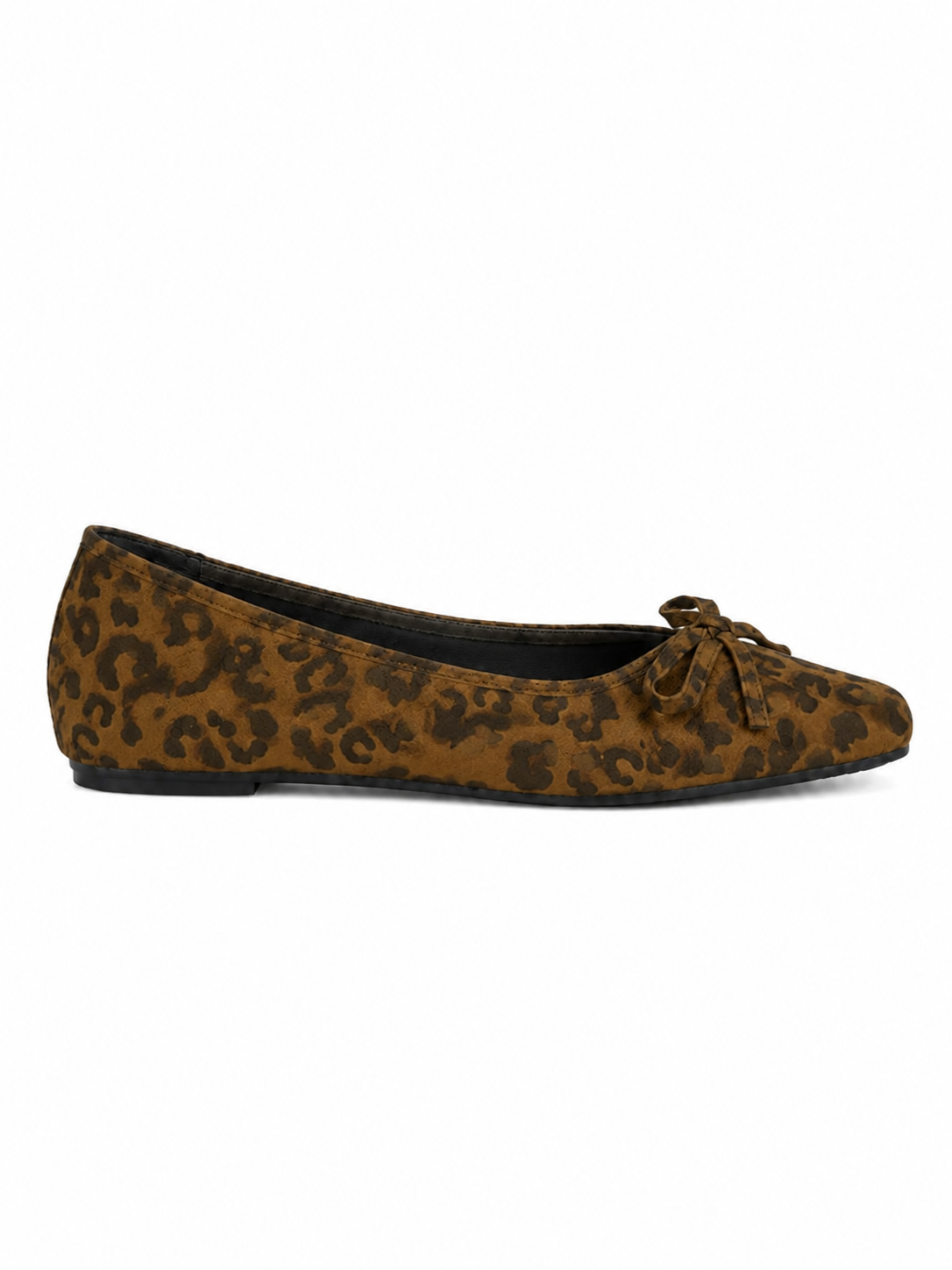 Leopard Print Ballet Flats – Women’s Comfortable Slip-On Shoes with Bow Detail