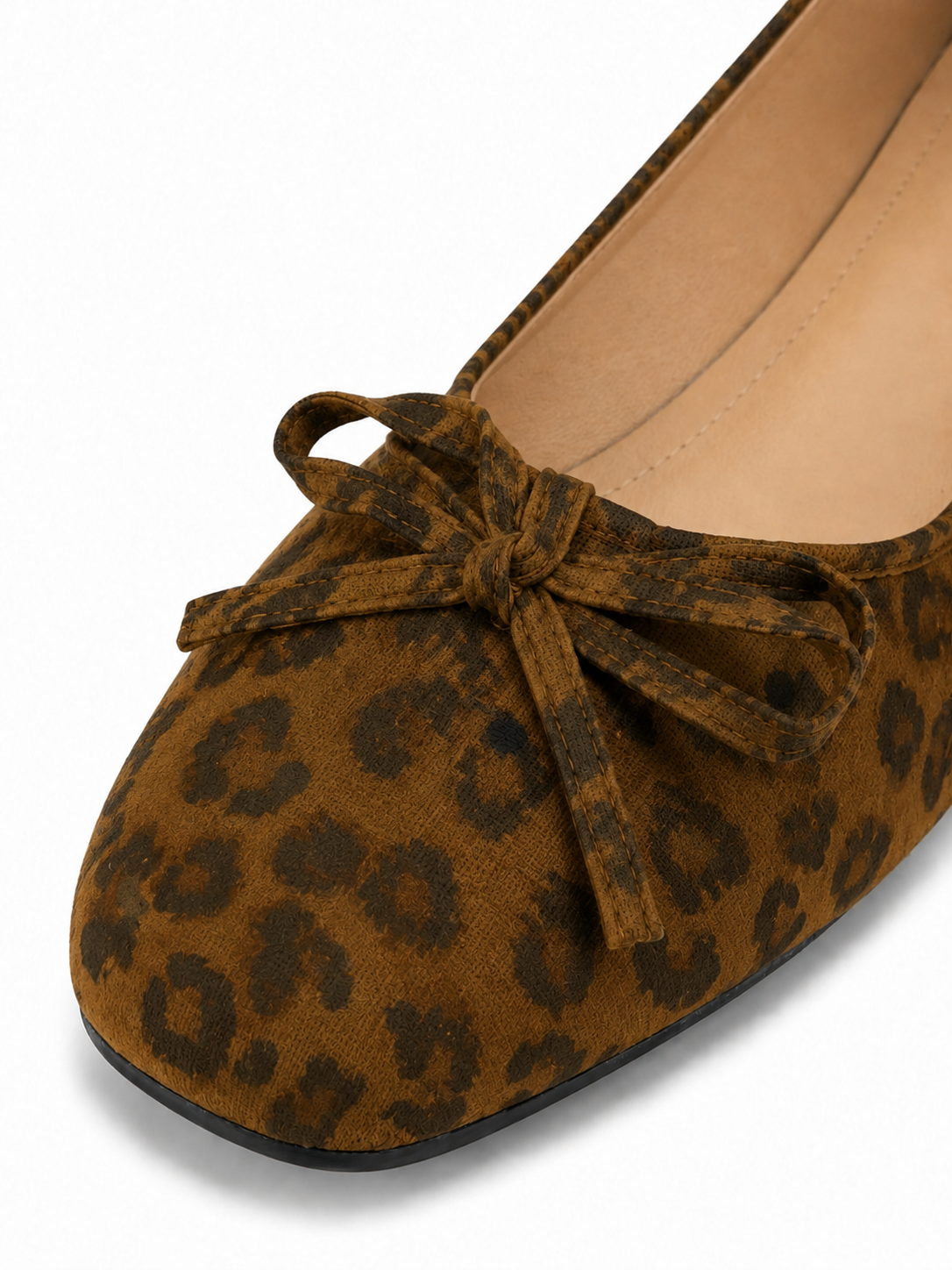 Leopard Print Ballet Flats – Women’s Comfortable Slip-On Shoes with Bow Detail