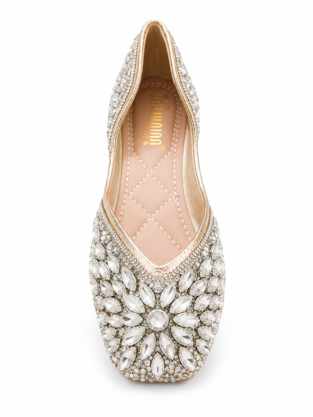 Crystal Rhinestone Ballet Flats – Sparkly Square Toe Dress Shoes for Women