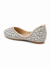 Crystal Rhinestone Ballet Flats – Sparkly Square Toe Dress Shoes for Women