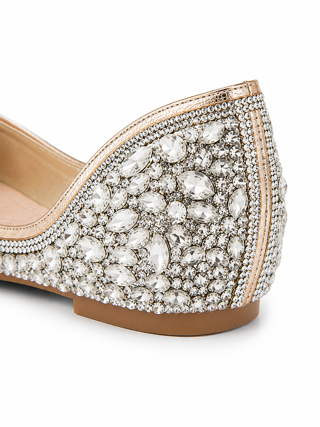 Crystal Rhinestone Ballet Flats – Sparkly Square Toe Dress Shoes for Women