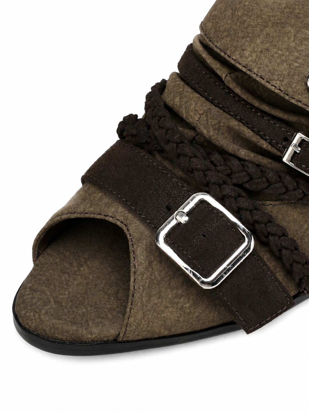 Women’s Designer-Inspired Punk Wedge Sandals – Vintage Buckle Peep-Toe Heels