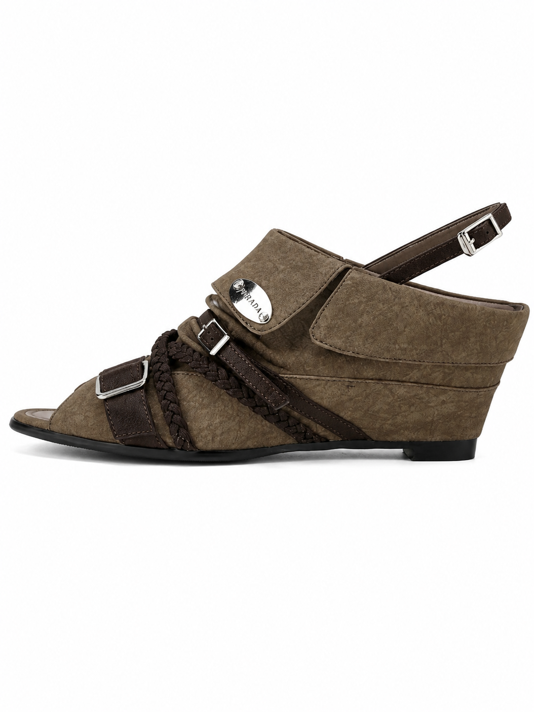 Women’s Designer-Inspired Punk Wedge Sandals – Vintage Buckle Peep-Toe Heels