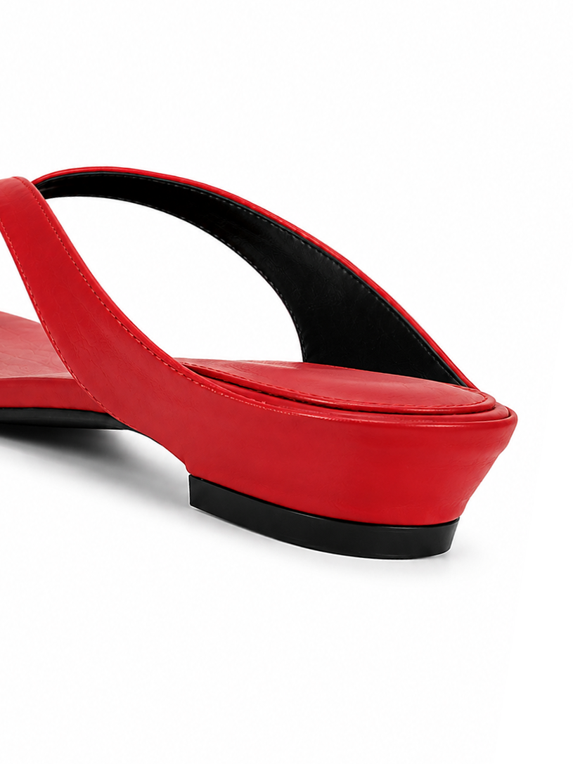 Women’s Toe Ring Kitten Heel Flip Flops – Sculpted Low Heel Thong Sandals