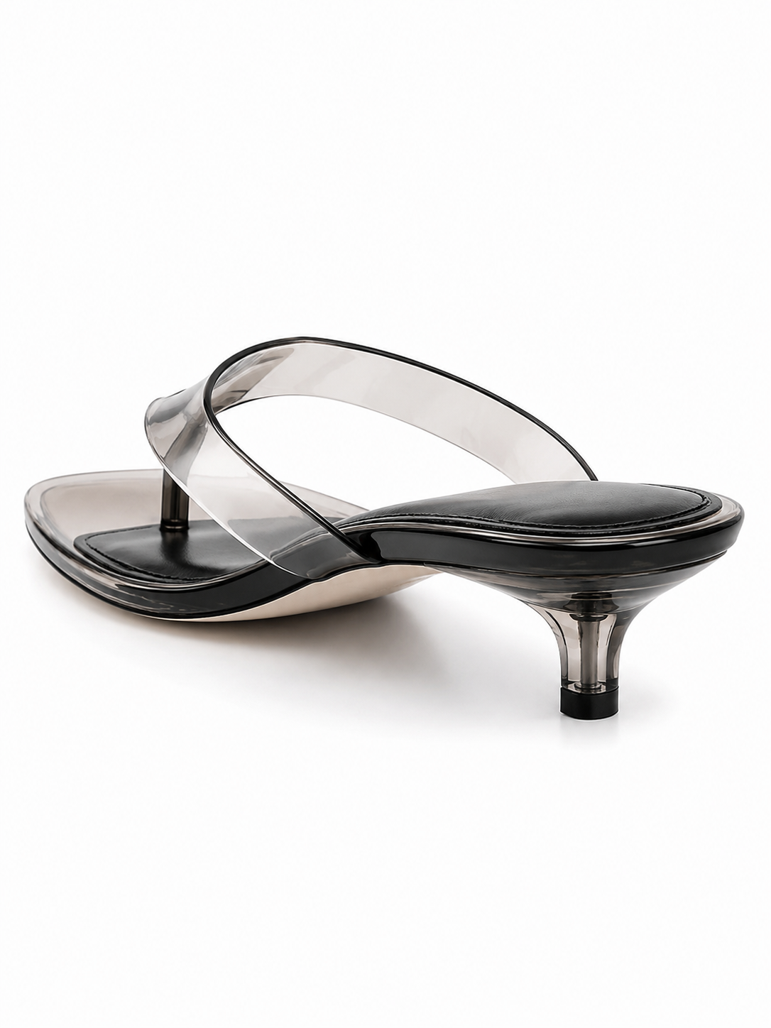 Transparent Kitten Heel Thong Sandals – Minimal Clear Jelly Slide Heels for Women