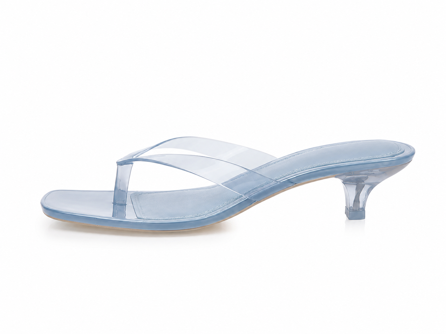 Transparent Kitten Heel Thong Sandals – Minimal Clear Jelly Slide Heels for Women