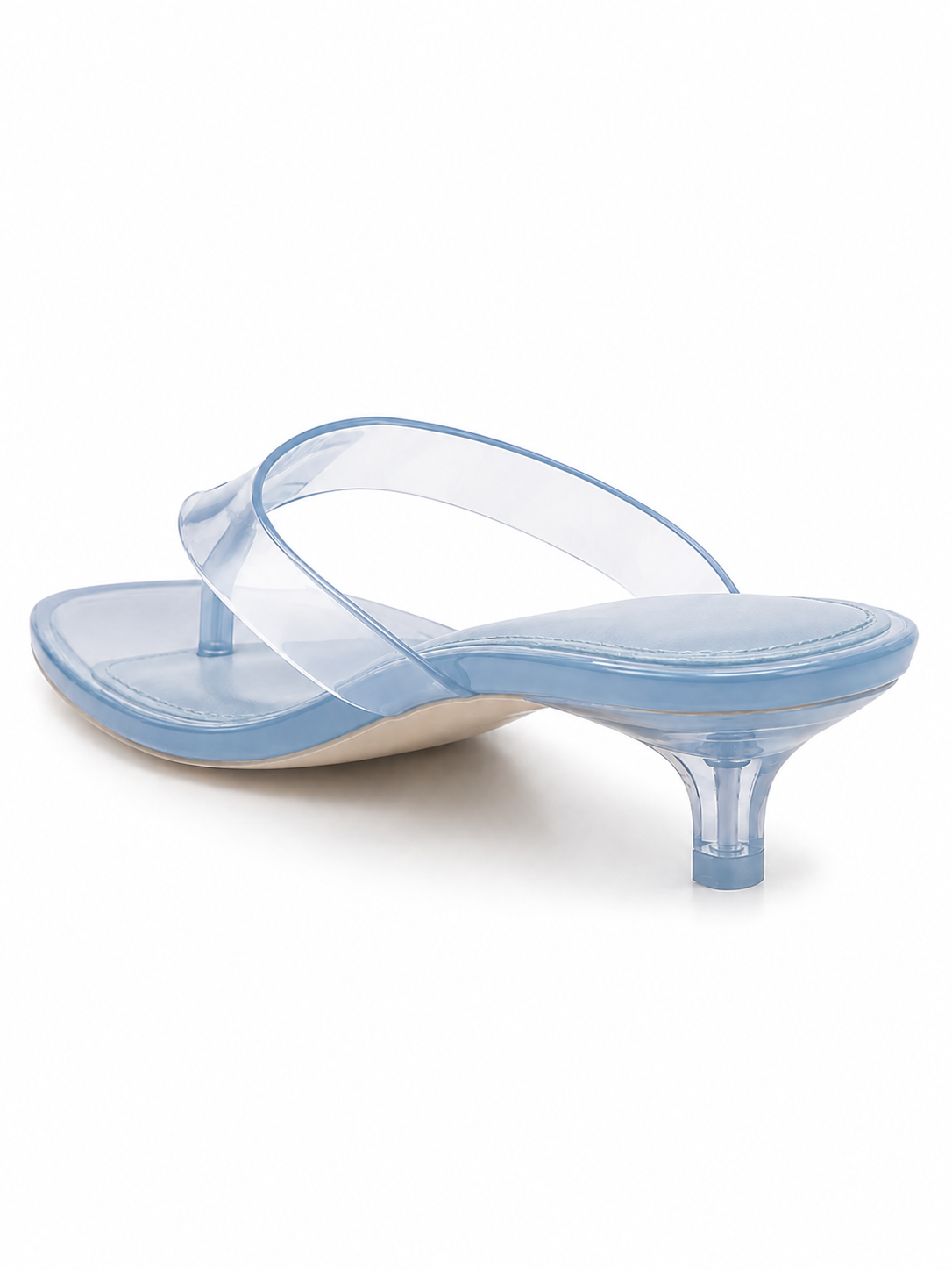 Transparent Kitten Heel Thong Sandals – Minimal Clear Jelly Slide Heels for Women
